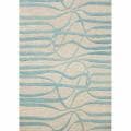 Handmade Luna Curves Aqua Wool/ Faux Silk Rug (7'6 x 9'6)