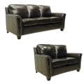 Lancaster Dark Brown Italian Leather Sofa/ Loveseat Set