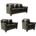 Lancaster Dark Brown Italian Leather 3-piece Sofa Set