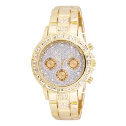 Vernier Women's Gold Tone Mix Glitz Faux Chrono Watch
