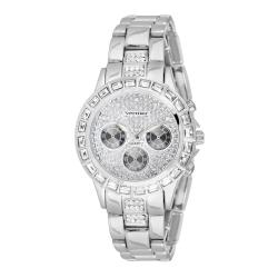 Vernier Women's Silver Tone Mix Glitz Faux Chrono Watch