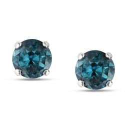 Miadora 14k White Gold 1ct TDW Blue Diamond Solitaire Earrings (I2-I3)