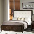 Cumbria White Bonded Leather Queen-size Storage Plateform Bed