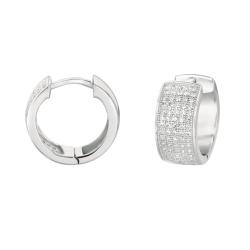 Sterling Silver Clear Cubic Zirconia Cuff Hoop Earrings