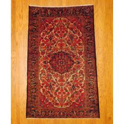 Antique Persian Hand-knotted Tribal Hamadan Ivory/ Red Wool Rug (4'10 x 7'9)