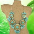 Handcrafted Turquoise Glass Beads ' Heavenly Hues' Bib Necklace (India)