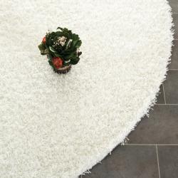 Handmade Posh White Shag Rug (7' Round)