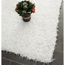 Handmade Posh White Shag Rug (5' Square)