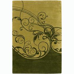 Hand-tufted Mandara Abstract Green New Zealand Wool Rug (7'9 x 10'6)