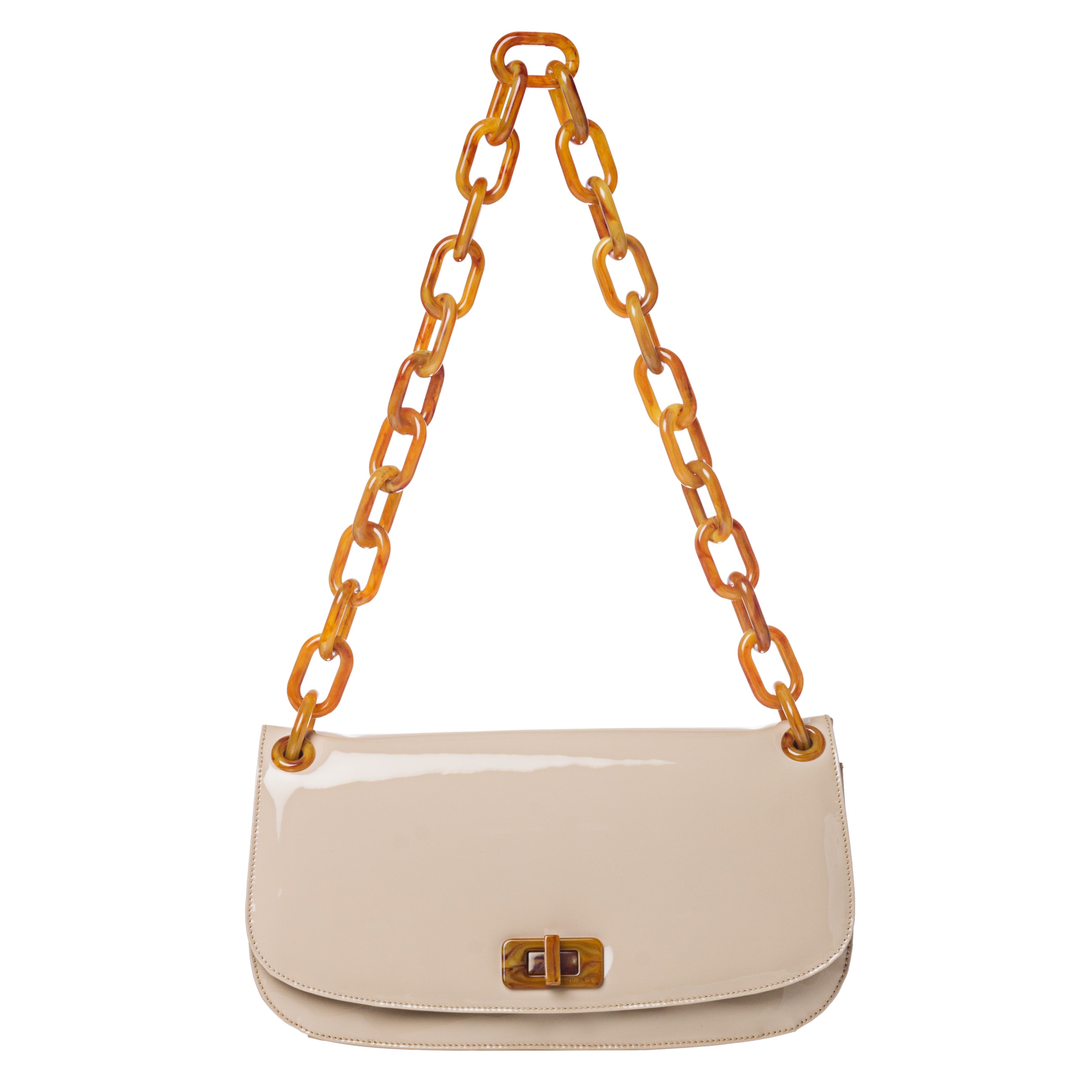 Prada \u0026#39;Madras\u0026#39; Beige Patent Leather Shoulder Bag - 14294556 ...  