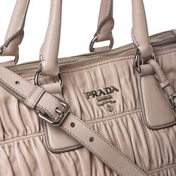 Prada Taupe Ruched Leather Satchel Bag - 14294551 - Overstock.com ...  