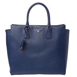 Prada 'Saffiano Lux' Navy Blue Leather Tote Bag