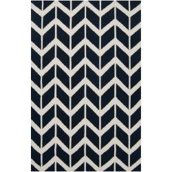 Jill Rosenwald Hand-woven Black Backoo Wool Rug (5' x 8')