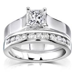 14k White Gold 7/8ct TDW Diamond Bridal Ring Set