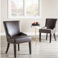 Loire Grey Leather Nailhead Dining Chair (Set of 2)