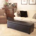 Christopher Knight Home Lucinda Brown Leather Storage Ottoman