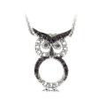 DB Designs Sterling Silver Black Diamond Accent Owl Necklace