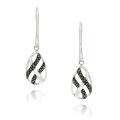 Sterling Silver Black Diamond Accent Dangle Twist Design Earrings