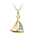 18k Yellow Gold Over Silver Diamond Accent Sail Boat Necklace