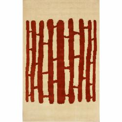 Handmade Luna Beige Fence Wool Rug (5' x 8')