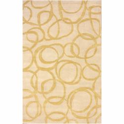 Handmade Luna Beige Swirls Wool Rug (7'6 x 9'6)