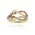 18k Rose Gold Over Silver Red Diamond Accent Love Knot Ring