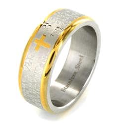 Two-tone Stainless Steel Lord's Prayer Ring