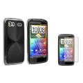 Black Aluminum Case/ Screen Protector for HTC Sensation 4G
