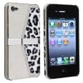 Chrome Silver Leopard Snap-on Case with Stand for Apple iPhone 4/ 4S