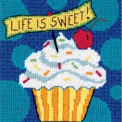 Life Is Sweet Mini Needlepoint Kit-5"X5" Stitched In Floss