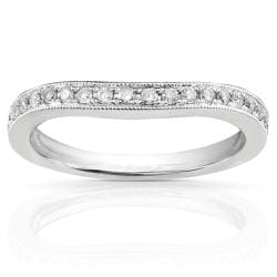 14k White Gold 1/5ct TDW Diamond Curved Wedding Band