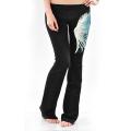 Tabeez Women's Rhinestone Feathered Yoga Pants
