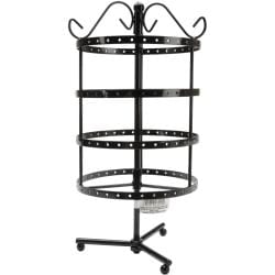 4 Tier Round Metal Spinner Earring Rack 6.5"X6.3"X8.9"-Black