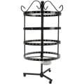 4 Tier Round Metal Spinner Earring Rack 6.5"X6.3"X8.9"-Black