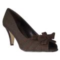 Riverberry Women's 'Zip' Brown Canvas Peep Toe Pumps