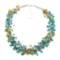 Handmade Silver Thread Amber/ Turquoise Multistrand Necklace (Thailand)