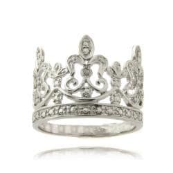 Sterling Silver Diamond Accent Crown Ring