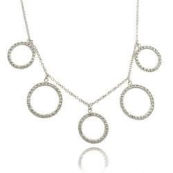 Finesque Silver Overlay Diamond Accent Circles Necklace (I-J, I2-I3)