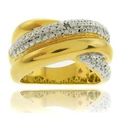 18k Gold Overlay Diamond Accent Criss Cross Ring
