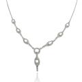 Silver Overlay Diamond Accent Oval Link Necklace