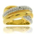 18k Gold Overlay Diamond Accent Criss Cross Ring