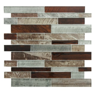 --->  SomerTile 11.5x11.75-inch Woodland Birch Glass Mosaic Tile (Pack of 10)