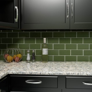 See Reviews SomerTile 3x6-inch Reflections Sage Glass Mosaic Tile (Case of 64)