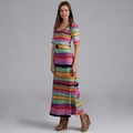 24/7 Comfort Apparel Women's Multicolored Stripe Maxi Dress
