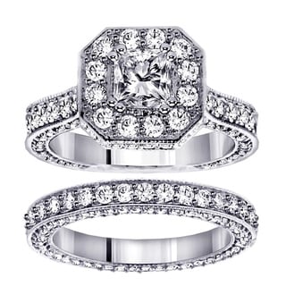 14k White Gold 5ct TDW Princess Diamond Bridal Ring Set (F-G, SI1-SI2)