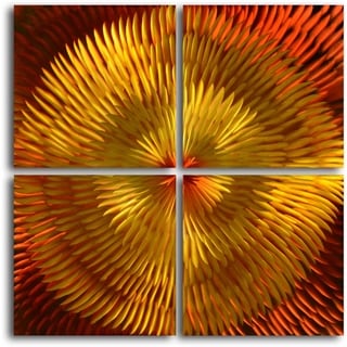 'Radiated Dahlia Desires' Handmade 4-piece Contemporary Sculpture Metal Wall Art Set
