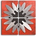 Handcrafted 'Metal Petal Frame on Red' Canvas Wall Art