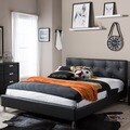 Barbara White Modern Full-size Bed with Crystal Button Tufting