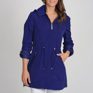 Nautica Women's Grecian Blue Drawchord Hooded Anorak Jacket