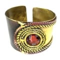 Handmade Rope and Rose Stone Brass Cuff (South Africa)